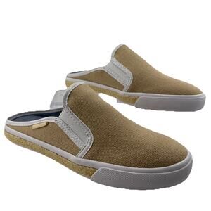 Tommy Hilfiger Frank Beige‎ Canvas Slip-On Comfort Mules Sneakers Size 6M NIB
